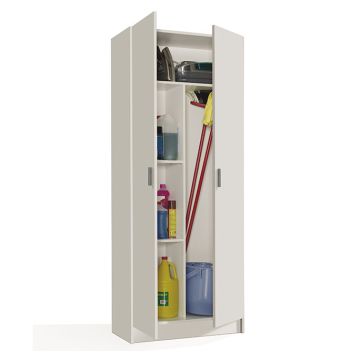 Armario multiusos escobero 2 puertas modelo Benicarlo en color blanco