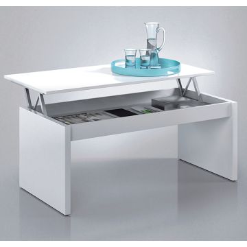 Mesa de centro elevable modelo Albaida en color blanco brillo