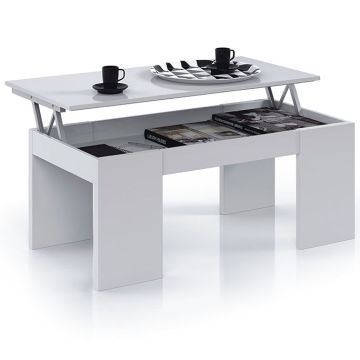 Mesa de centro elevable modelo Salem en color blanco brillo