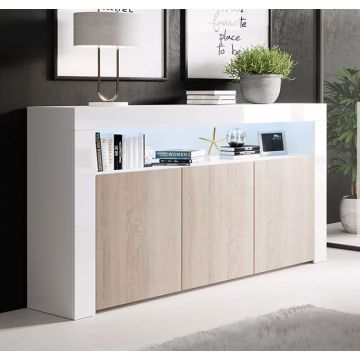 Aparador modelo Aker color blanco y sonoma 
