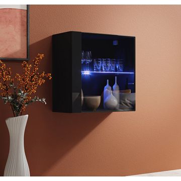 Vitrina colgante modelo Berit LD 60x60 en color negro con LED