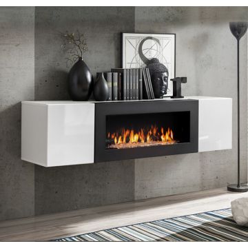Armario colgante con chimenea  modelo Krista lumbre (160x40cm) en blanco
