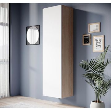 Armario colgante modelo Eliot (40x165cm) color sonoma y blanco mate