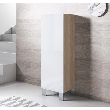 Armario modelo Luke V1 (40x138cm) color sonoma y blanco con patas de aluminio 