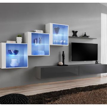 Conjunto de muebles Berit 7F gris y blanco (3m)