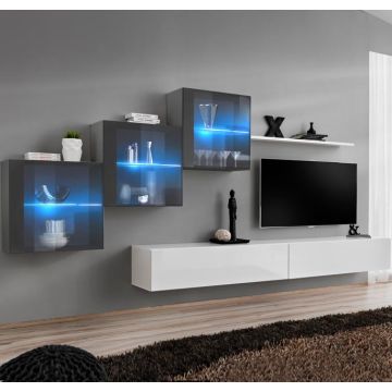 Conjunto de muebles Berit 7G blanco y gris (3m)