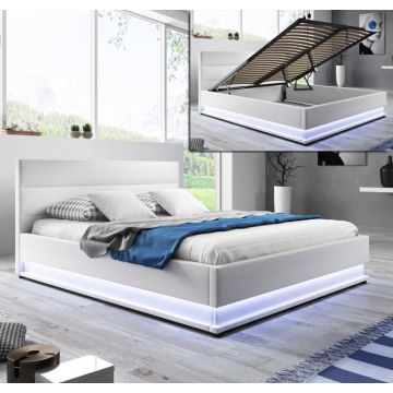 Cama de matrimonio con canapé Naomi en color blanco (180x200cm)