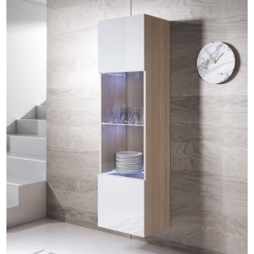 Vitrina colgante modelo Luke V6 (40x165cm) color sonoma y blanco