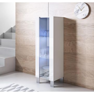 Vitrina modelo Luke V2 (40x138cm) color blanco con patas de aluminio