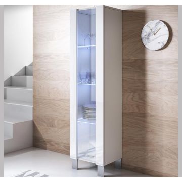 Vitrine modèle Luke V5 (40x177cm) couleur blanc avec pieds en aluminium 