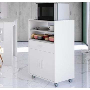Mueble microondas modelo Granada en color blanco y gris