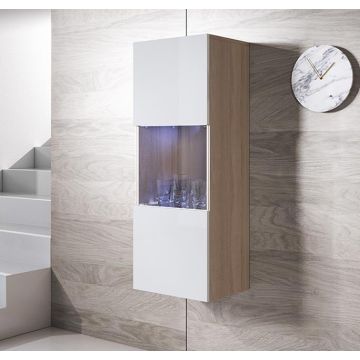 Vitrina colgante modelo Luke V3 (40x126cm) color sonoma y blanco