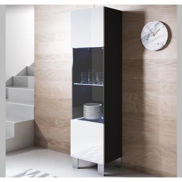 Vitrina modelo Luke V6 (40x177cm) color negro y blanco con patas de aluminio