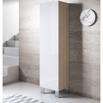 Armario modelo Luke V4 (40x177cm) color sonoma y blanco con patas de aluminio 