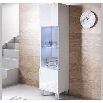 Vitrina modelo Luke V6 (40x177cm) color blanco con patas de aluminio
