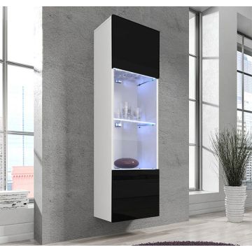Vitrina Colgante modelo Nora V6 (40x170cm) en color blanco y negro