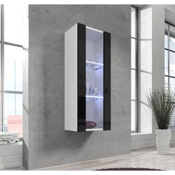 Vitrina Colgante modelo Nora V2 (40x126cm) en color blanco con negro